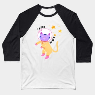 Cat Need Space - Funny Introvert Baseball T-Shirt